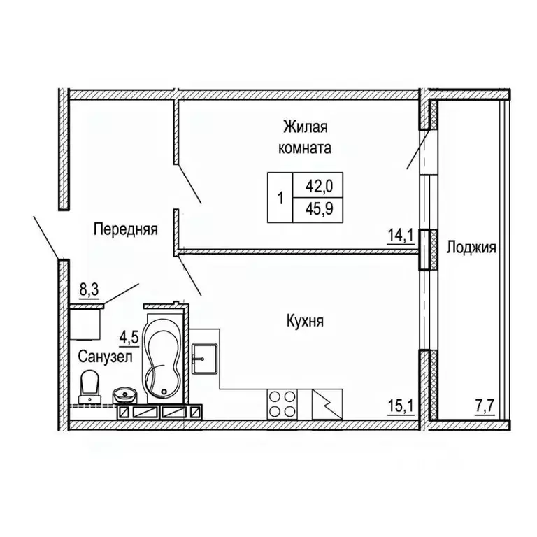 1-к кв. Приморский край, Владивосток ул. Ладыгина (45.9 м) - Фото 0