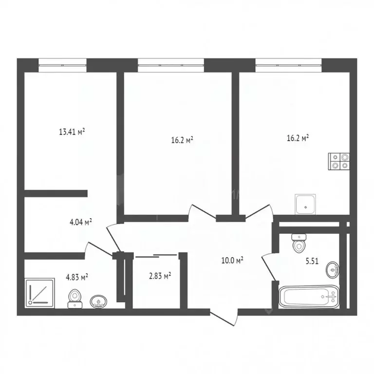 2-к кв. Тюменская область, Тюмень ул. Николая Машарова, 2 (74.1 м) - Фото 2