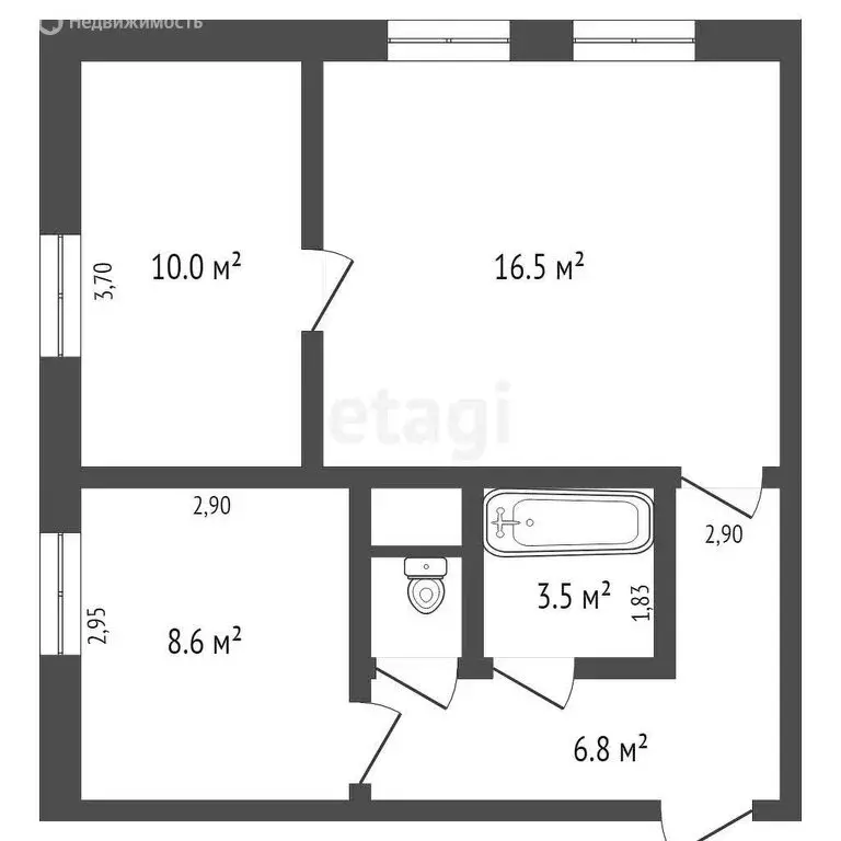 2-комнатная квартира: Киселёвск, улица Ленина, 46 (46.7 м) - Фото 0