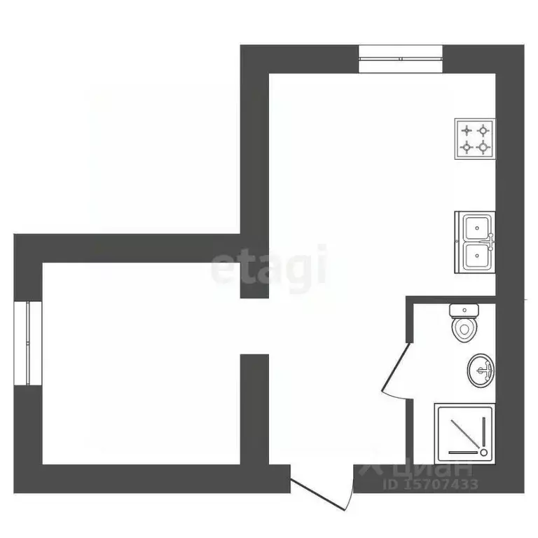 Студия Санкт-Петербург Октябрьская наб., 108к1БД (26.7 м) - Фото 1