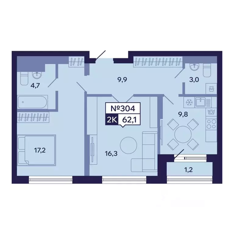 2-к кв. Саха (Якутия), Якутск ул. Новопортовская, 1А/1 (62.1 м) - Фото 1