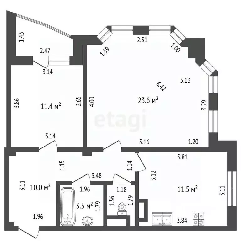 2-к кв. Чувашия, Чебоксары Университетская ул., 36 (61.7 м) - Фото 2