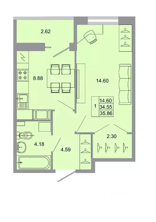 1-к кв. Ленинградская область, Всеволожский район, пос. Бугры ул. ... - Фото 1