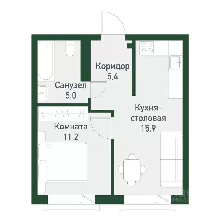 1-к кв. Челябинская область, Челябинский городской округ, пос. ... - Фото 1
