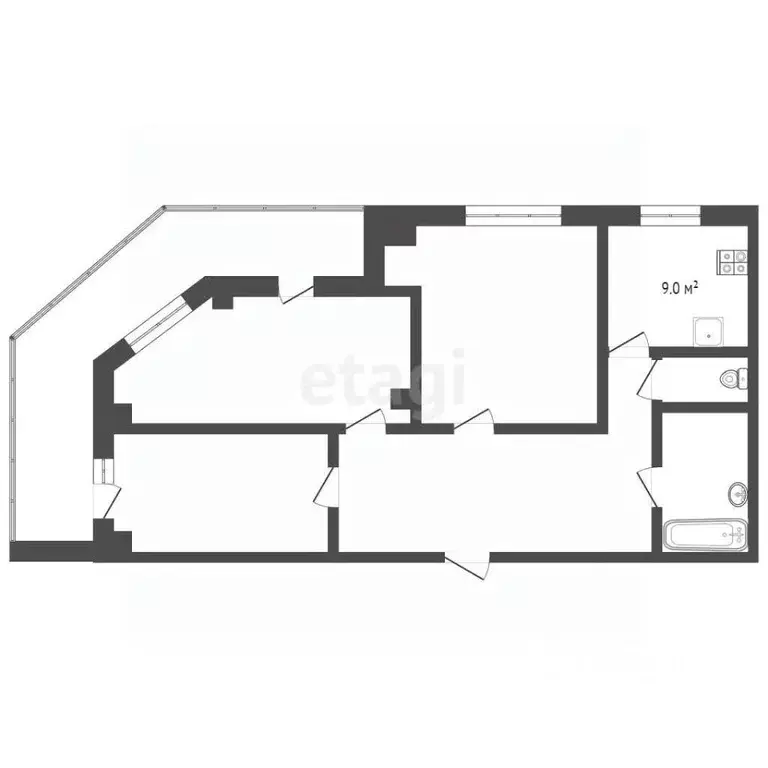 3-к кв. Забайкальский край, Чита ул. Богомягкова, 107 (90.8 м) - Фото 1