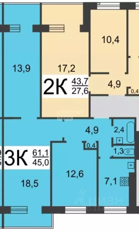 3-к кв. Нижегородская область, Нижний Новгород ул. Мельникова, 10 ... - Фото 2