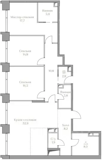 3-к кв. Москва Коллекция Лужники жилой комплекс (122.4 м) - Фото 1