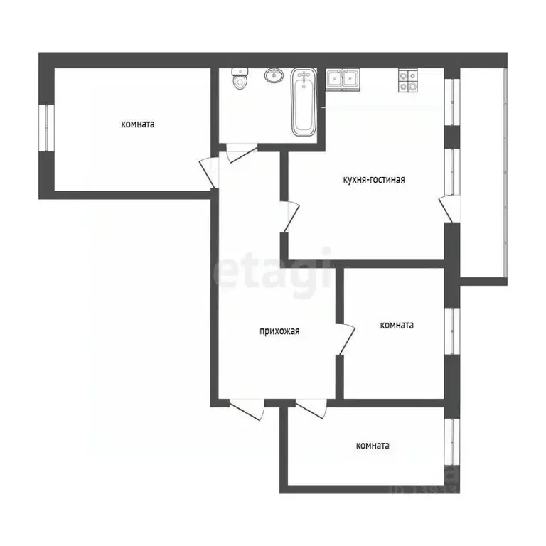 3-к кв. Тюменская область, Тюмень ул. Евгения Богдановича, 11/3 (86.3 ... - Фото 1