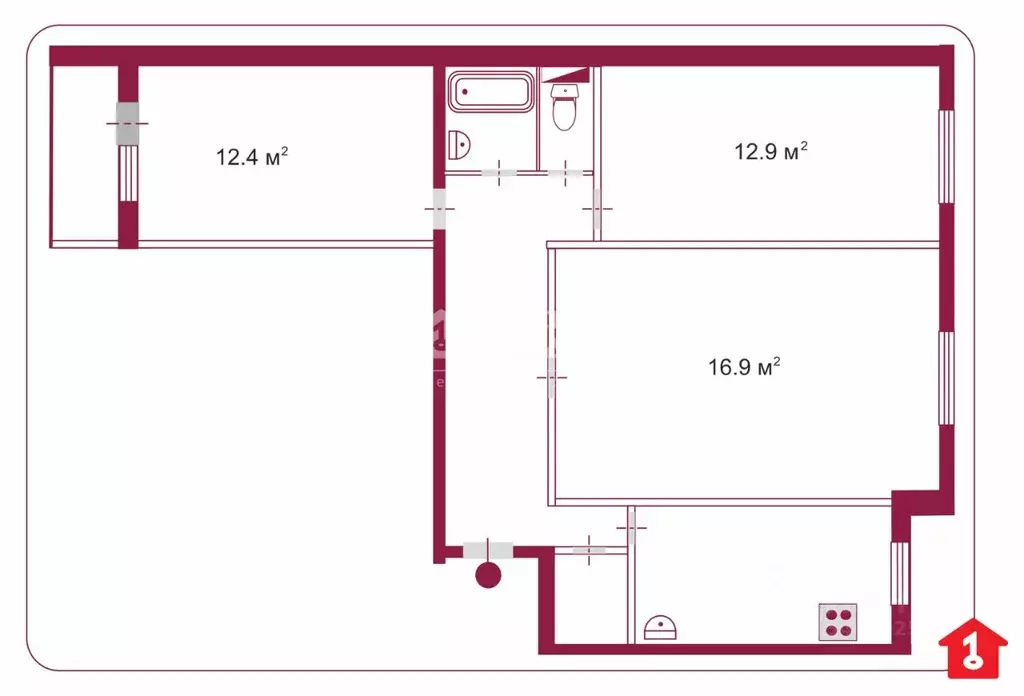 3-к кв. Омская область, Омск Московка-2 мкр, ул. Ярослава Гашека, 1 ... - Фото 1