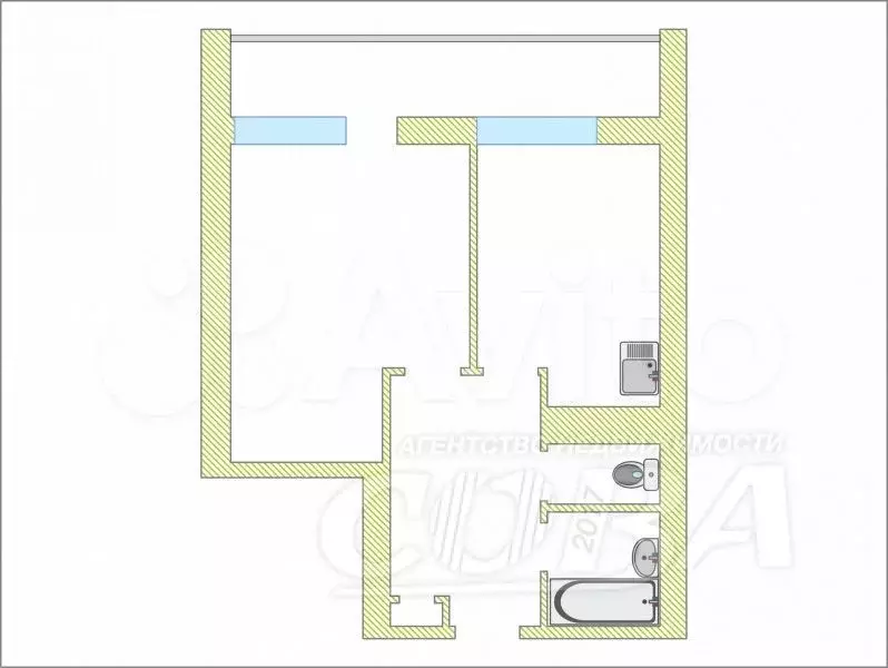 1-к. квартира, 32,5 м, 9/9 эт. - Фото 0