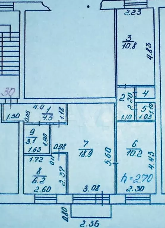 3-к. квартира, 57,5 м, 4/4 эт. - Фото 0