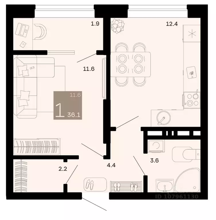 1-к кв. Краснодарский край, Анапа муниципальный округ, с. Супсех ... - Фото 1