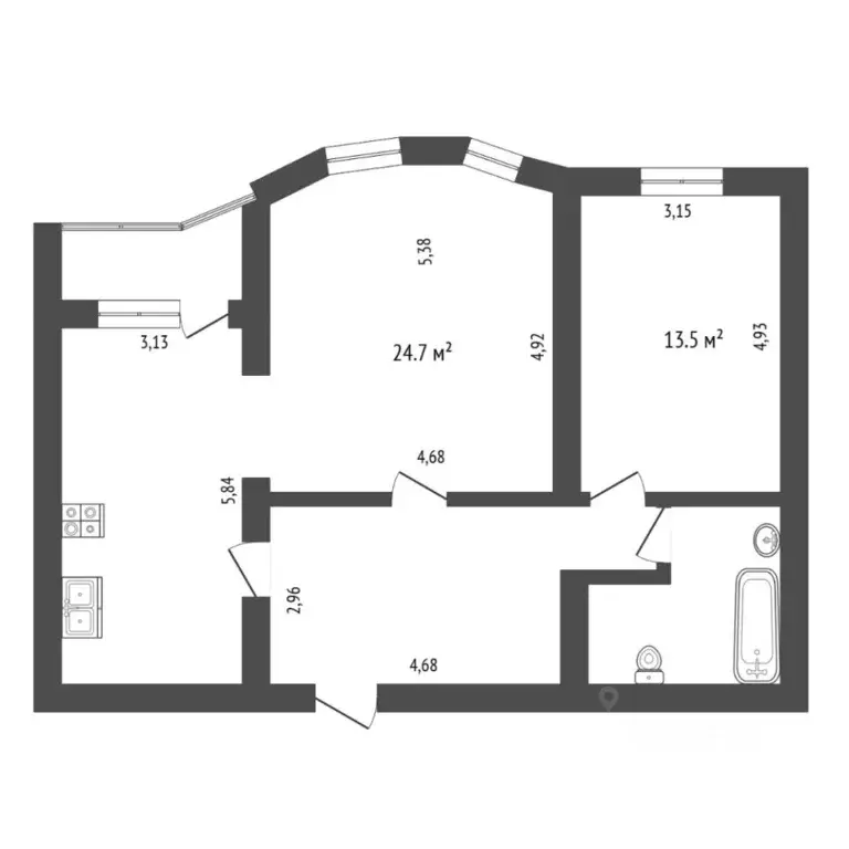 2-к кв. Тюменская область, Тюмень Депутатская ул., 80 (84.0 м) - Фото 1