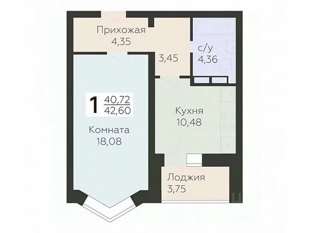 1-к кв. Орловская область, Орел ул. Панчука, 83Б (42.6 м) - Фото 0