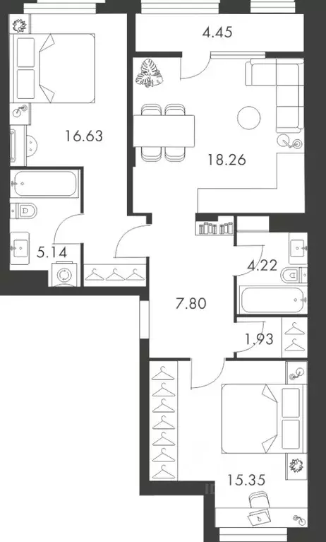 2-к кв. Тульская область, Тула ул. Карпова, 103А (73.78 м) - Фото 0