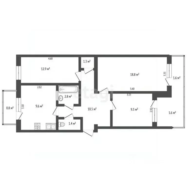 3-к кв. Крым, Феодосия ул. Одесская, 3 (66.6 м) - Фото 2