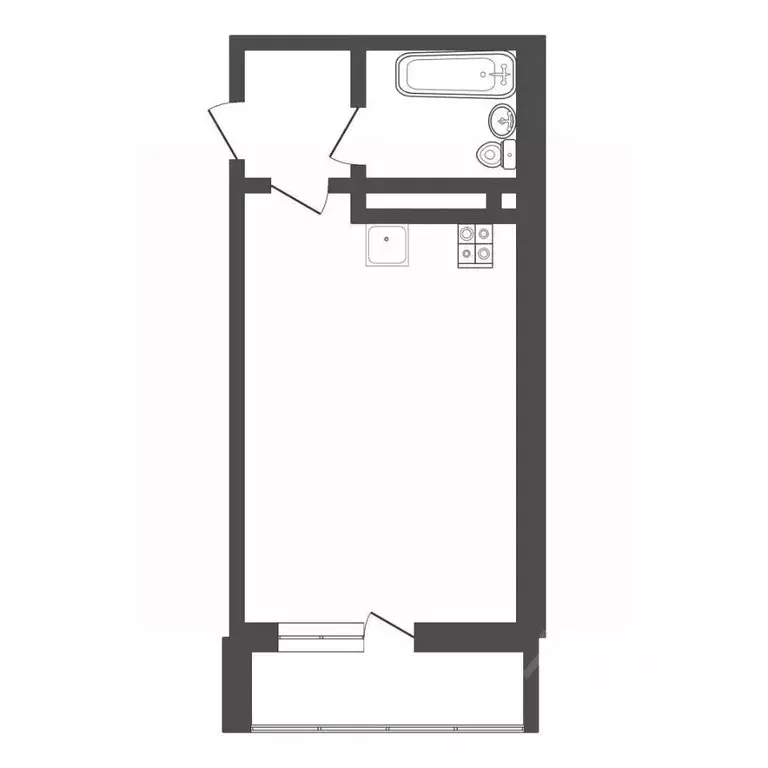 Студия Тульская область, Тула ул. Купцов Гречихиных, 10 (25.3 м) - Фото 1