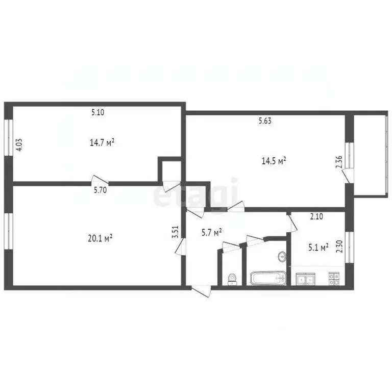 3-к кв. Ростовская область, Таганрог Котлостроительная ул., 29 (68.1 ... - Фото 2