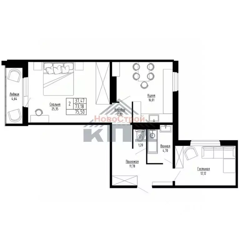 2-к кв. Новосибирская область, Новосибирск ул. Николая Сотникова, 36/1 ... - Фото 1