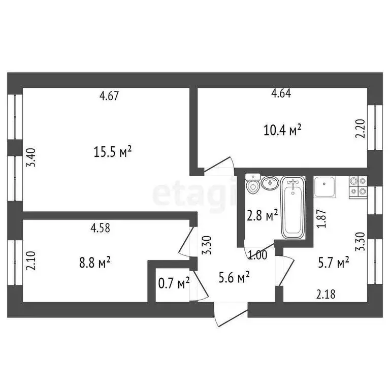3-комнатная квартира: Ишим, улица Республики, 91 (53.1 м) - Фото 0