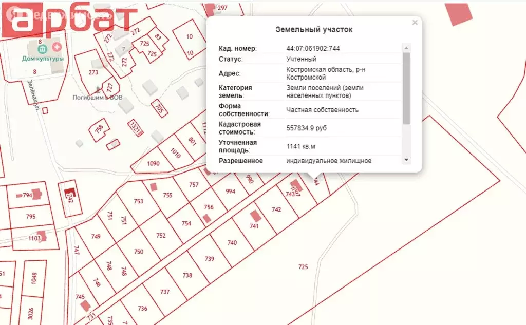 Кадастровая карта кузьмищи костромской район