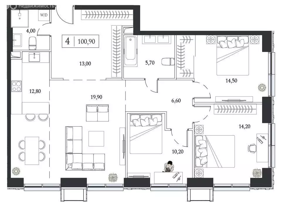 3-комнатная квартира: Москва, проспект Андропова, 9/1 (100.9 м) - Фото 1