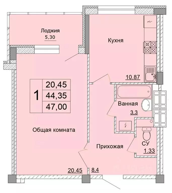 1-к кв. Белгородская область, Старый Оскол Степной мкр, 33Е (47.0 м) - Фото 1
