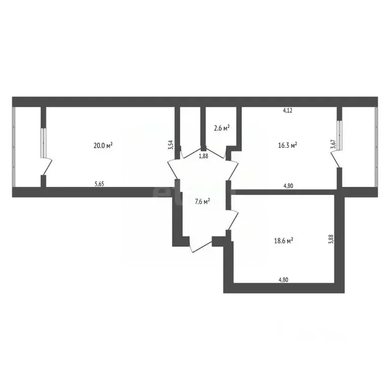 2-к кв. Амурская область, Благовещенск ул. Строителей, 70 (67.8 м) - Фото 2