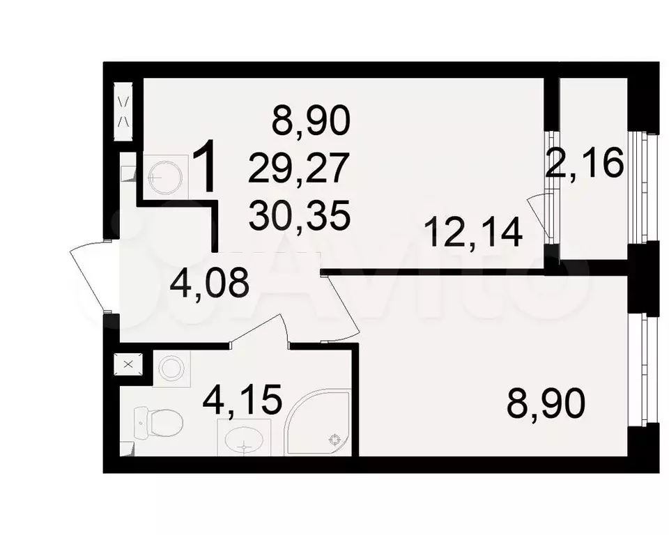 Квартира-студия, 30,4 м, 3/23 эт. - Фото 1
