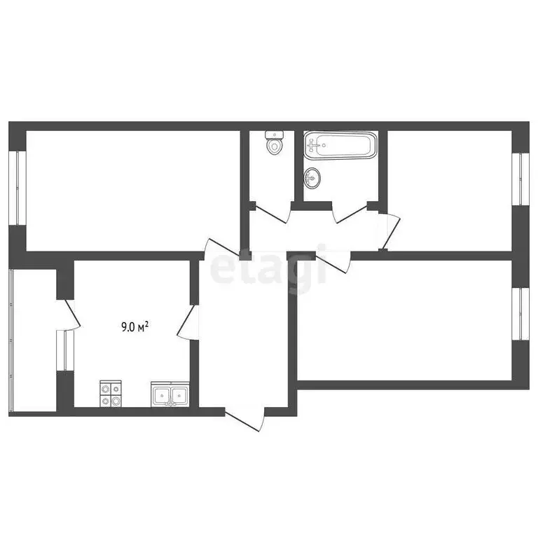 3-комнатная квартира: Рыбинск, Волочаевская улица, 13 (66.4 м) - Фото 1