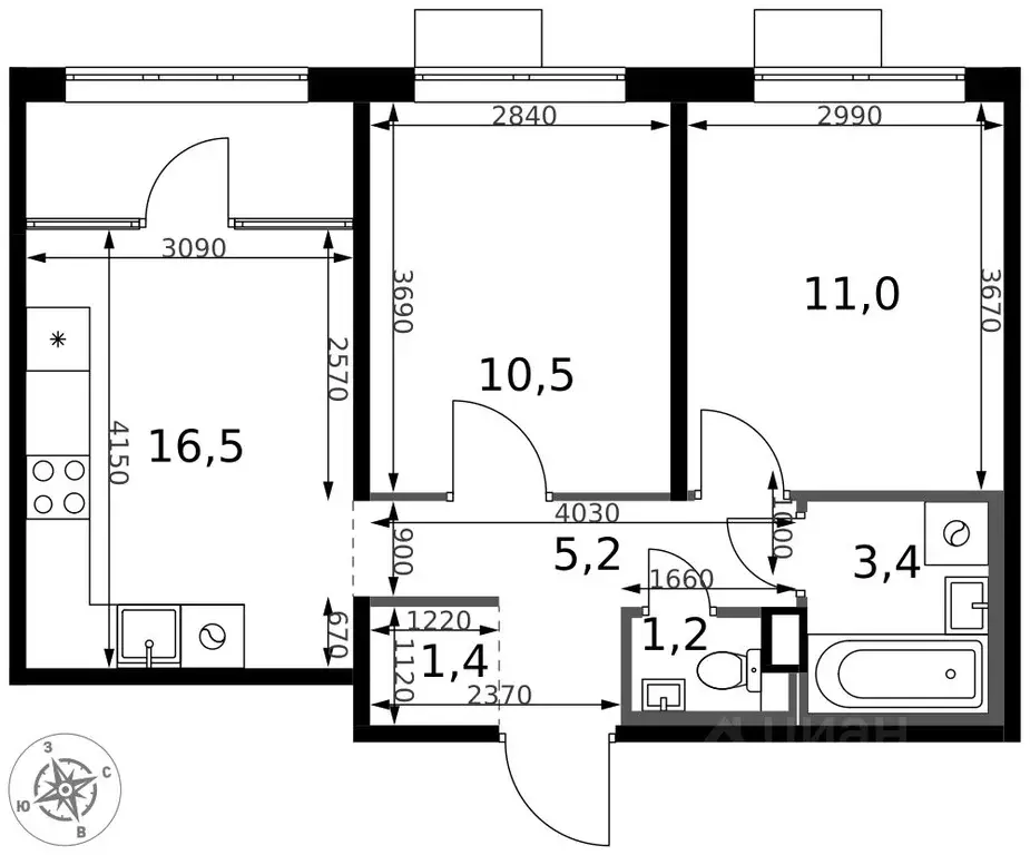 2-к кв. Московская область, Химки Клязьма-Старбеево мкр, Международный ... - Фото 1