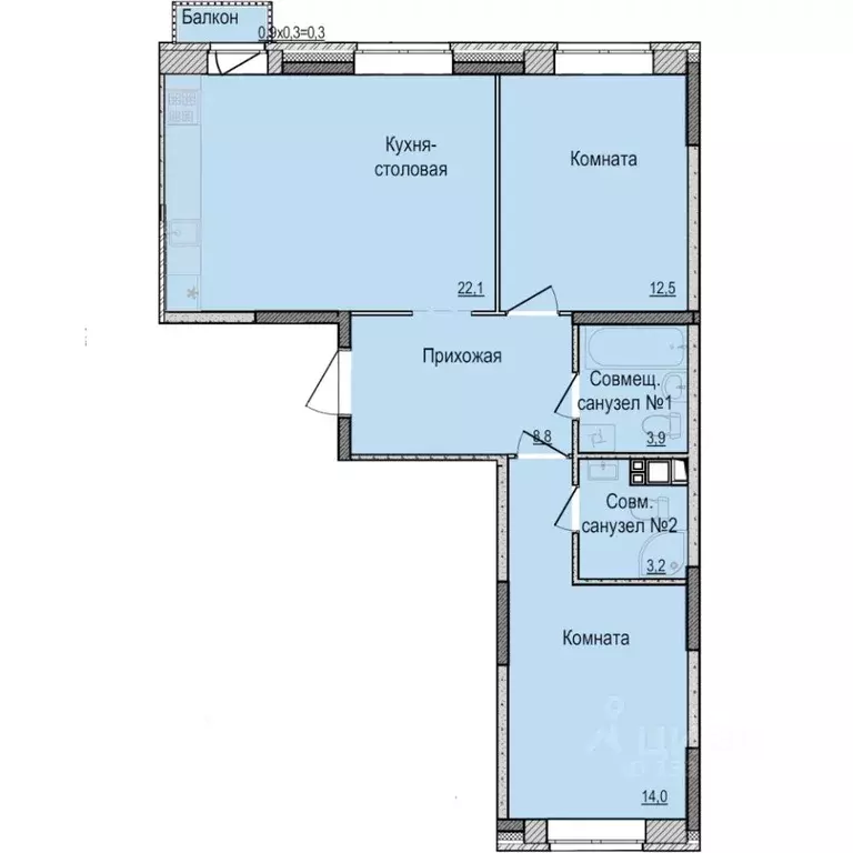 2-к кв. Удмуртия, Ижевск Карлутский жилрайон, 3-й мкр, Скандинавия ... - Фото 1