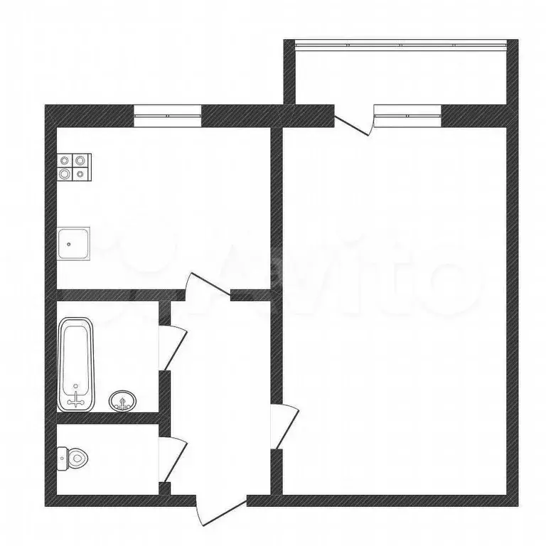 1-к. квартира, 32,7 м, 3/3 эт. - Фото 0