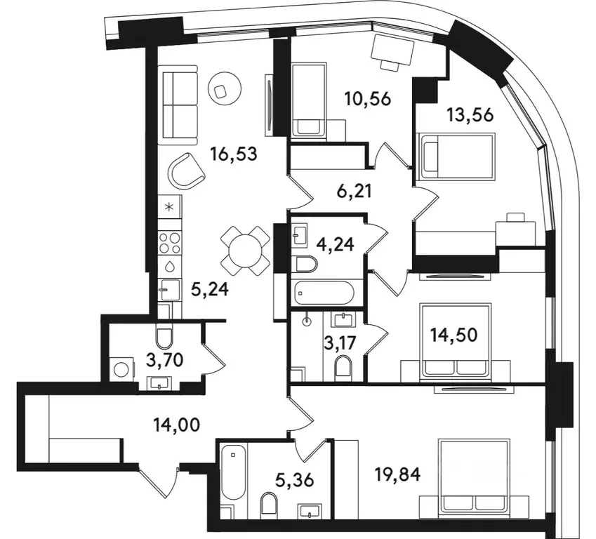 4-к кв. Москва ул. Сокольнический Вал, 2АС1 (115.91 м) - Фото 0