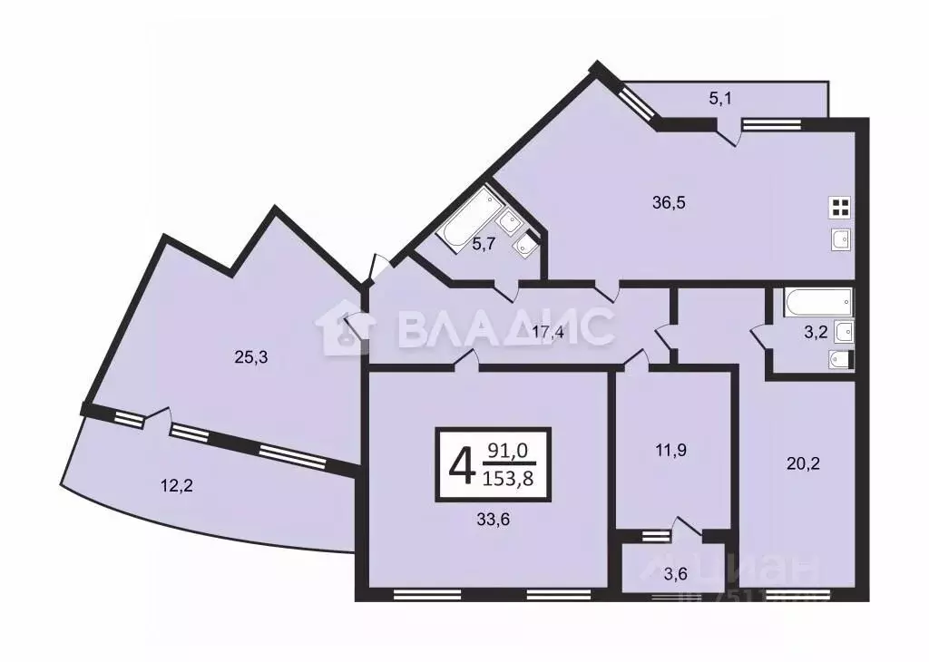 4-к кв. Краснодарский край, Краснодар Российская ул., 79/3к2 (165.0 м) - Фото 1