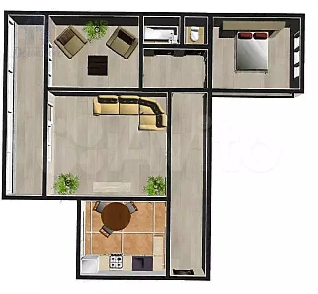 3-к. квартира, 65 м, 6/9 эт. - Фото 1