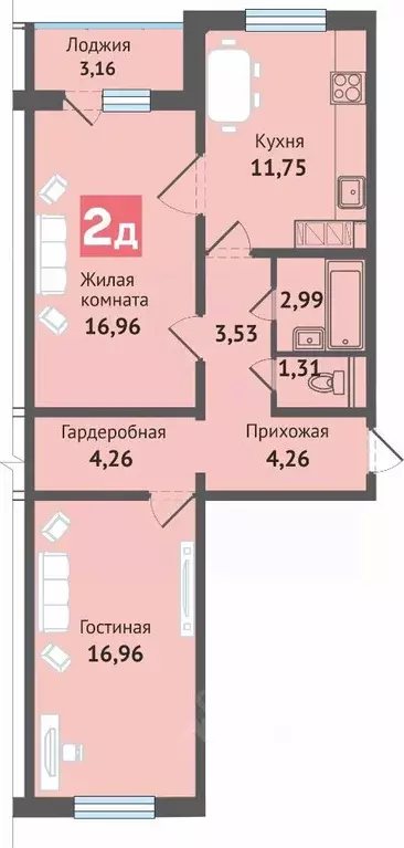 2-к кв. Чувашия, Чебоксары ул. Академика В.Н.Челомея, 12 (65.18 м) - Фото 0