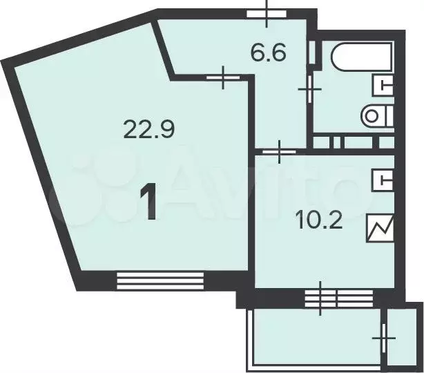 Аукцион: 1-к. квартира, 43,6 м, 3/14 эт. - Фото 1