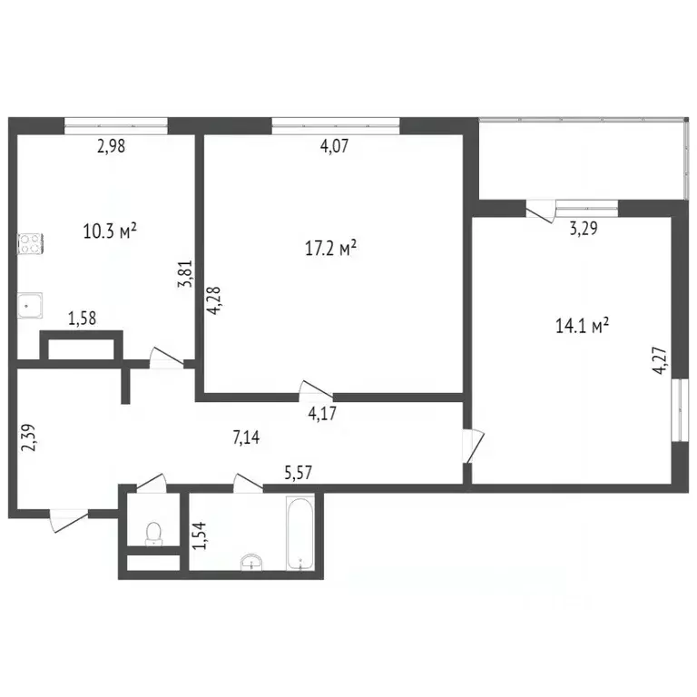 2-к кв. Тюменская область, Тюмень ул. Суходольская, 18 (57.2 м) - Фото 2