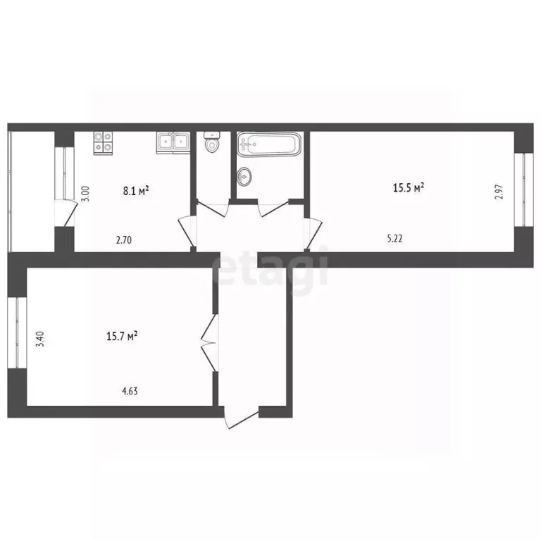 2-к кв. Тюменская область, Тюмень Инженерная ул., 62 (50.8 м) - Фото 1