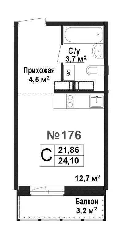 Квартира-студия: Нижний Новгород, ЖК Торпедо (21.86 м) - Фото 1