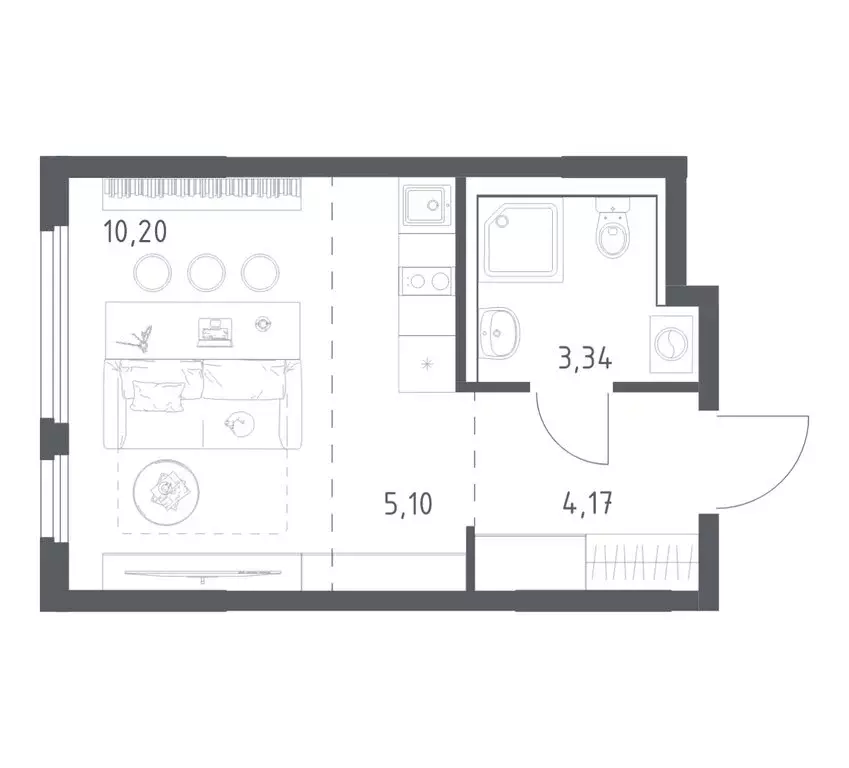 Квартира-студия: посёлок городского типа Мисайлово, микрорайон ... - Фото 1