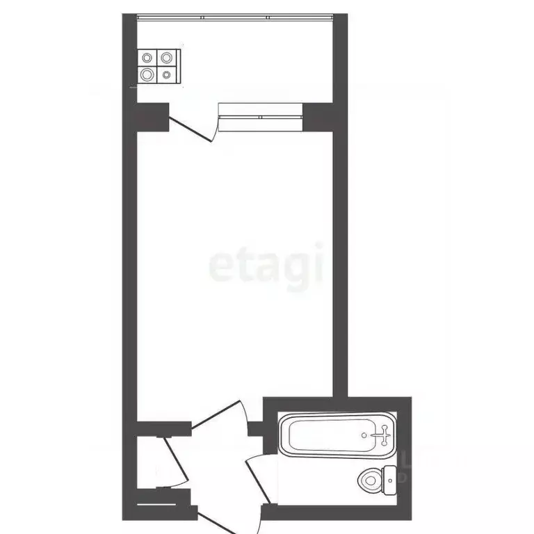 Студия Тюменская область, Тюмень ул. Бабарынка, 20а (14.7 м) - Фото 1