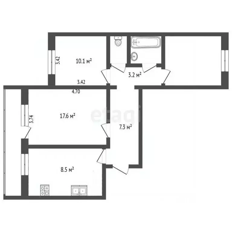 3-к кв. Ярославская область, Ярославль Суздальское ш., 28к3 (61.7 м) - Фото 2