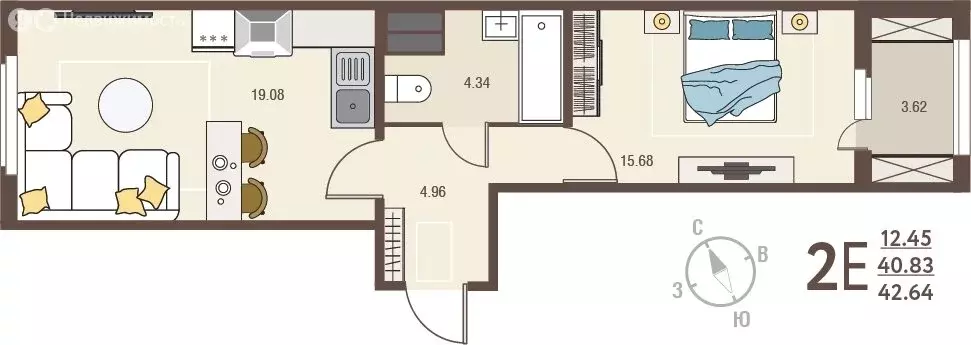 1-комнатная квартира: Курск, улица Энгельса, 115/4 (42.64 м) - Фото 0