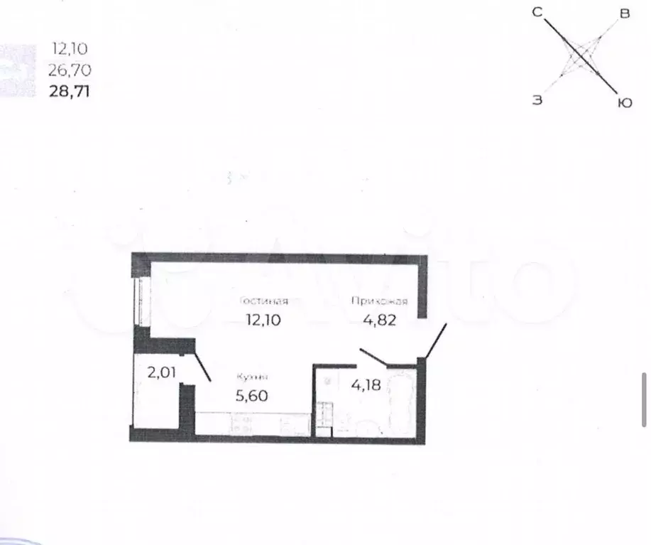Квартира-студия, 28 м, 5/25 эт. - Фото 0