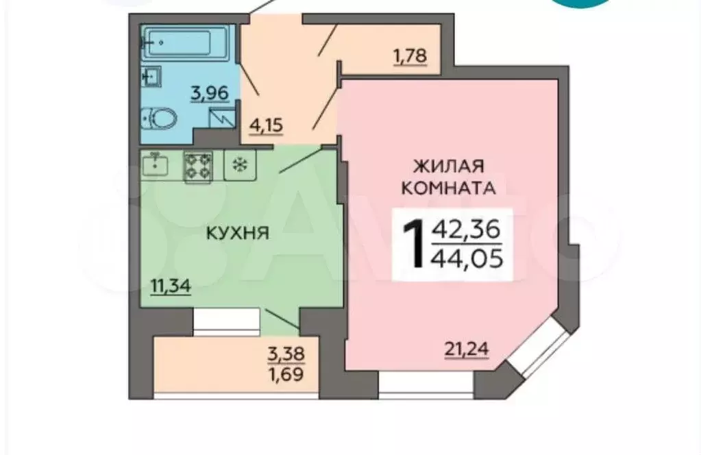 1-к. квартира, 42,5 м, 16/20 эт. - Фото 0