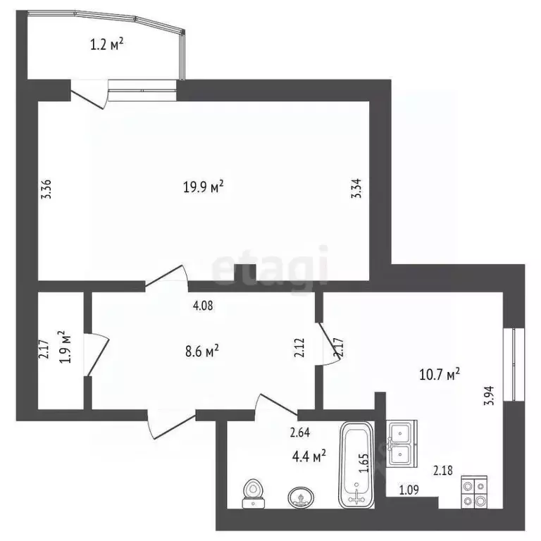 1-к кв. Крым, Феодосия ш. Симферопольское, 24Е (45.5 м) - Фото 2