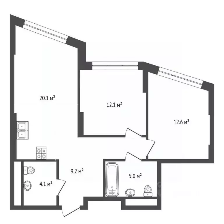 2-к кв. Москва ул. Крузенштерна, 3к4 (63.0 м) - Фото 2