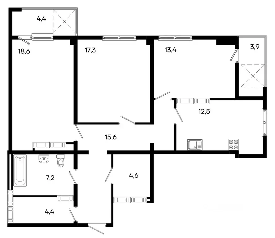 3-к кв. Крым, Симферополь ул. Трубаченко, 21 (101.9 м) - Фото 1